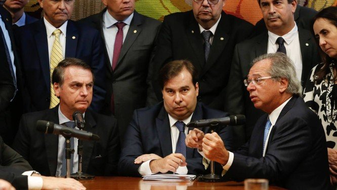 Jair Bolsonaro, Rodrigo Maia e Paulo Guedes